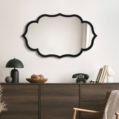 Dellie Wood Framed Scalloped Wall Mirror