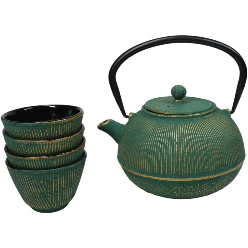 Ensemble de théière en fonte 27 oz Tetsubin Green