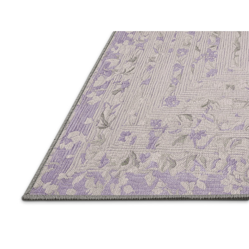 Machine Washable Gray Area Rug, Rectangle 6' x 9'