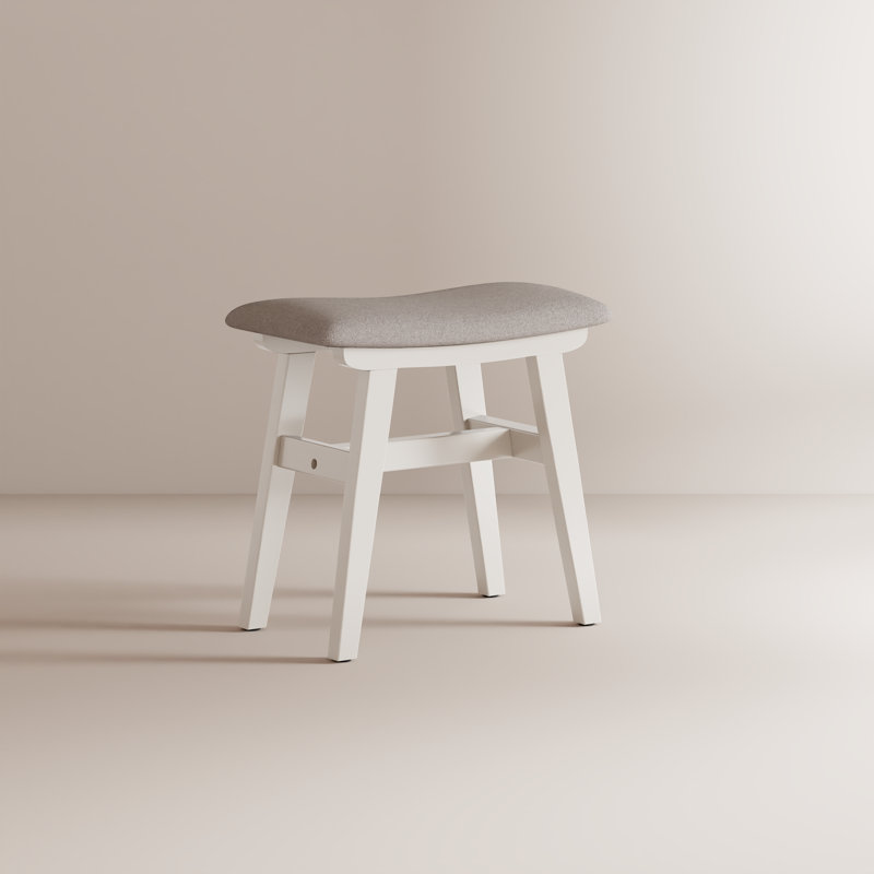 Tabouret de coiffeuse en bois massif Aevah avec coussin de selle, siège éponge à rebond élevé, fauteuil de maquillage facile à assembler