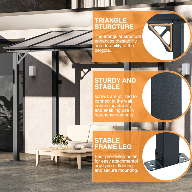 8 Ft. W X 5 Ft. D Aluminum Pergola With Canopy