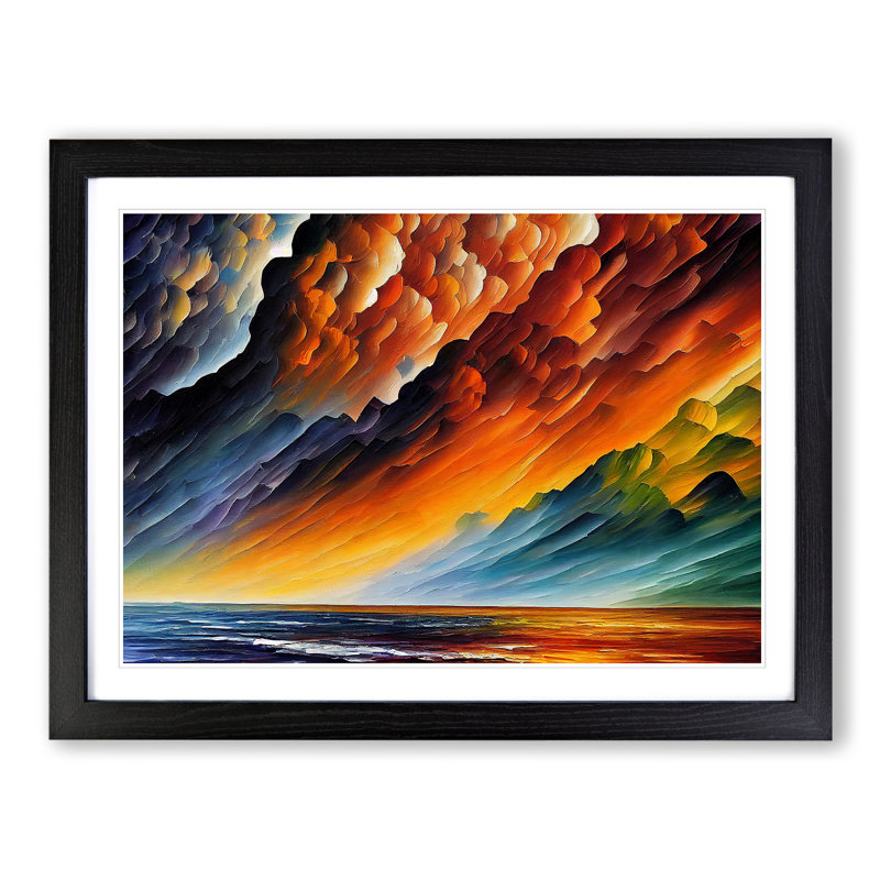Contoured Thunderstorm - Single Picture Frame Print, 46cm H x 64cm W x 2cm D, Black