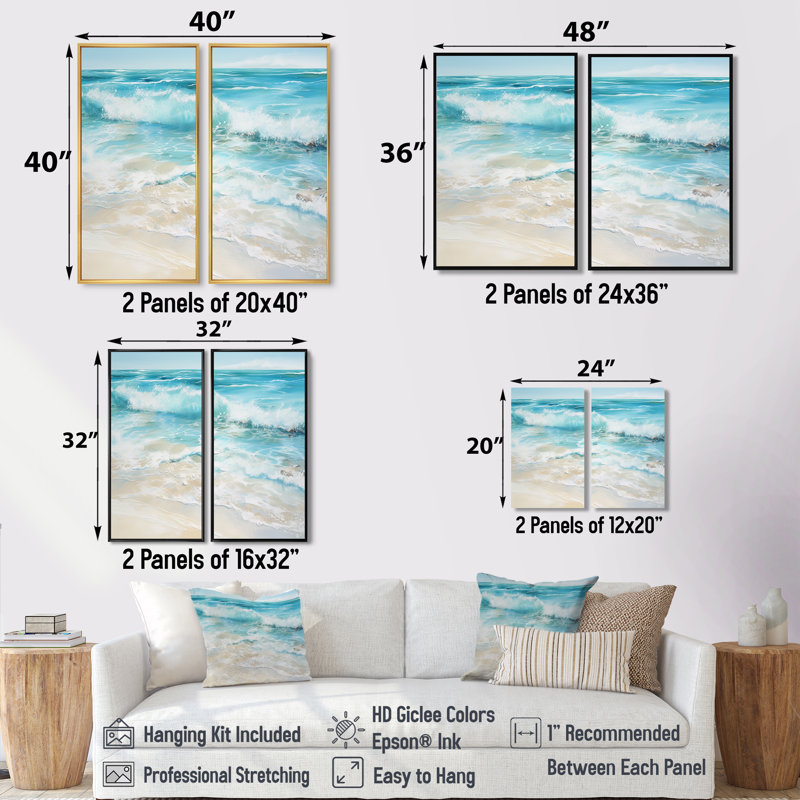 «Ocean Charm», art mural côtier, Black, 36" H x 48" W, Impression encadrée flottante