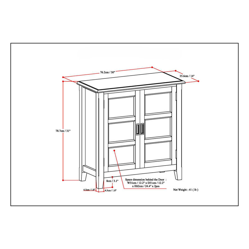 Burlington Black Solid Wood Low Storage Cabinet with Adjustable Shelves