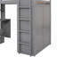 Lit mezzanine simple avec tiroirs, bureau et garde-robe - gris, sans sommier, robuste et spacieux
