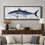 «Blue Tuna Fish Rustic Coastal Nautical Wall Decor Extra Large», reproduction d'art sur toile encadrée-126313831-126313829