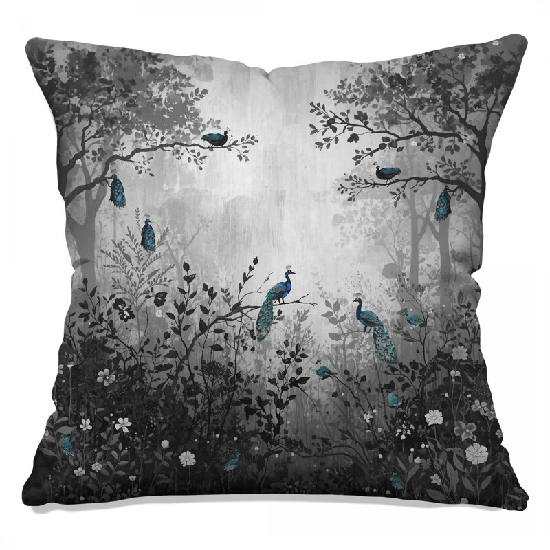 Coussins Peacocks In Forest, 18 x 18 pouces