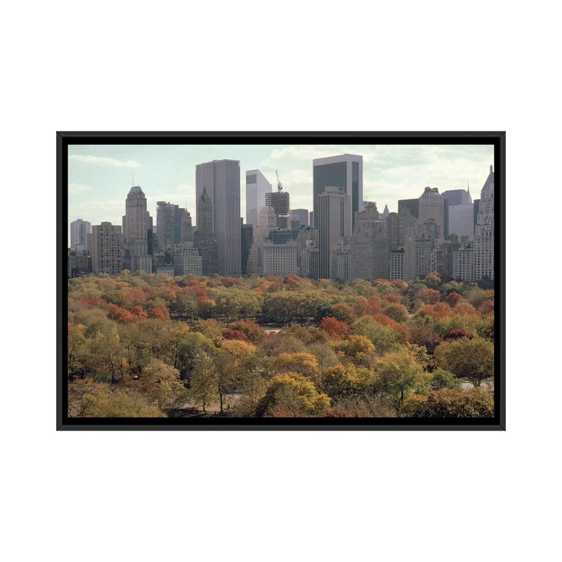 Red Autumn (Central Park NYC, 1979) 1 Piece Wall Art on Canvas, 66.04 cm H x 45.72 cm W, Black Framed