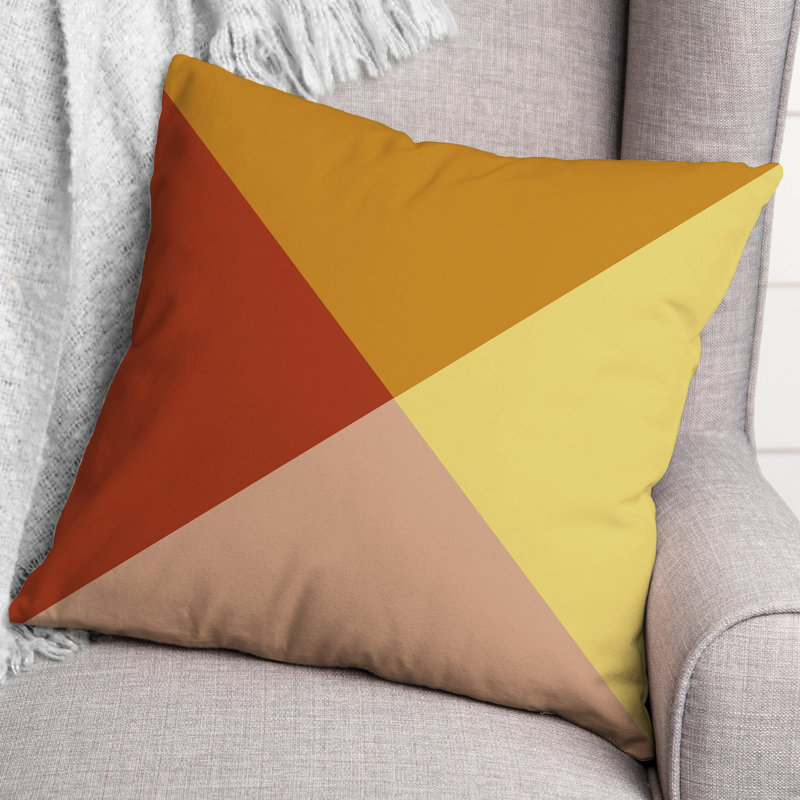 Geometric Outdoor Reversible Throw Pillow, Yellow/Orange/Red
