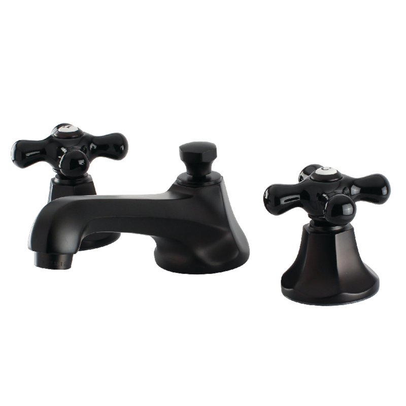 Kingston Brass Duchess Two-Handle 3-Hole Deck Mount Widespread Bathroom Faucet with Brass Pop-Up Drain, Oil Rubbed Bronze