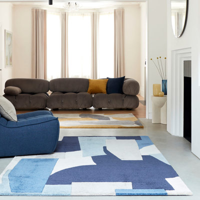 Atticus Abstract Hand Tufted Recycled P.E.T Blue Area Rug