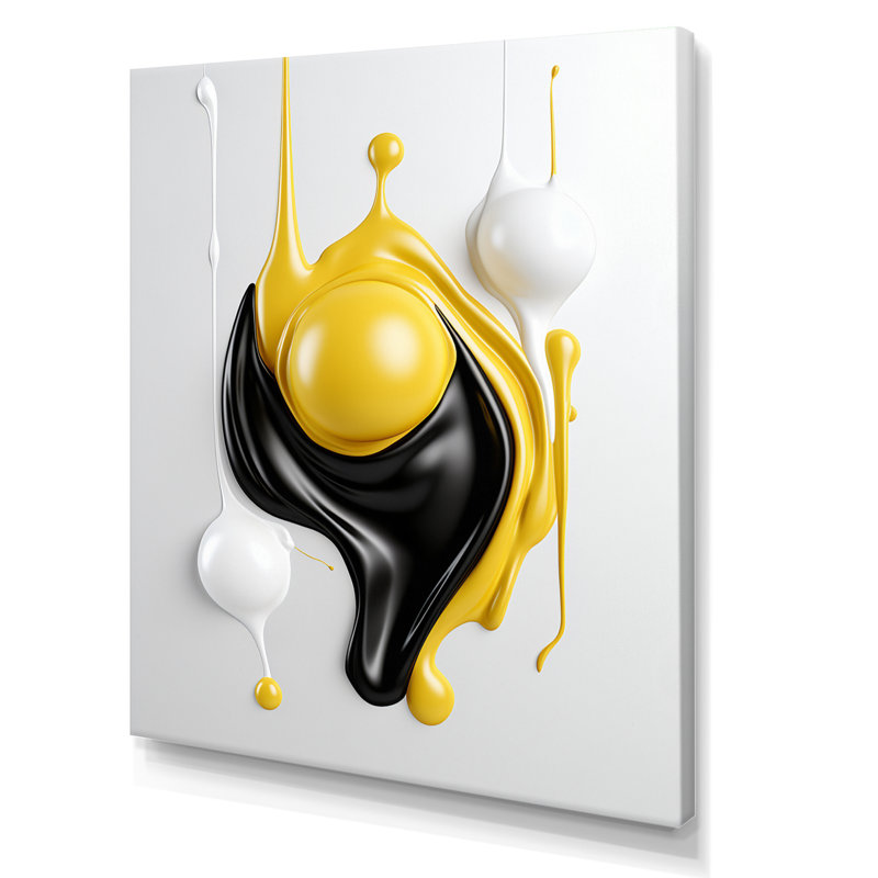 Art liquide sur toile, abstrait liquide noir et blanc I, Toile tendue, H 40 po x l 30 po x P 1,5 po