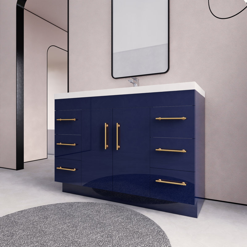 Ensemble de meuble-lavabo simple 48 po Maplesville, Marine