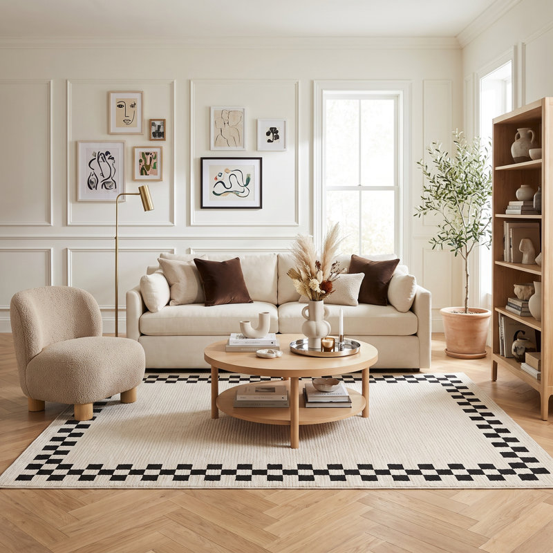 Tapis à carreaux moderne Huguetta Collection, 5'3 x 7'3