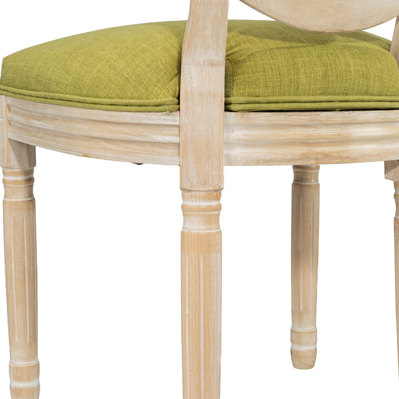 Chaise d'appoint rembourrée H 18,9 po Amando, Vert moutarde, Bois de chêne