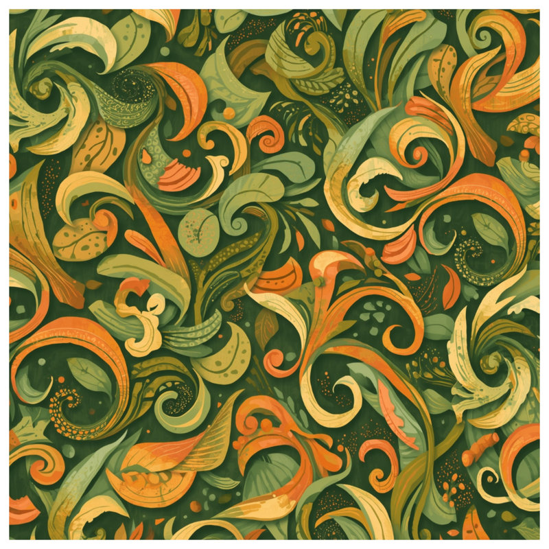 Toile tendue à motif de tourbillons de feuilles complexes en plusieurs tailles, 11 x 14 pouces