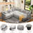 George 111.5" Modern 7 Seat Chenille L Shaped Modular Sectional Sofa With Two Ottomans-723761224