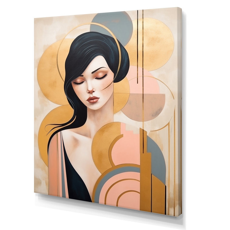 «Art Nouveau Elegant Woman», impression graphique, H 32 po x l 16 po, Toile tendue