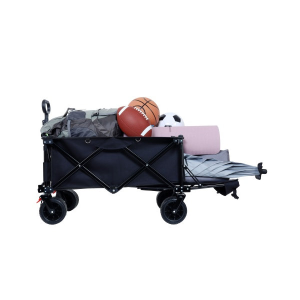Foldable Steel Utility Wagon with Extended Tailgate and Extra Long Bed