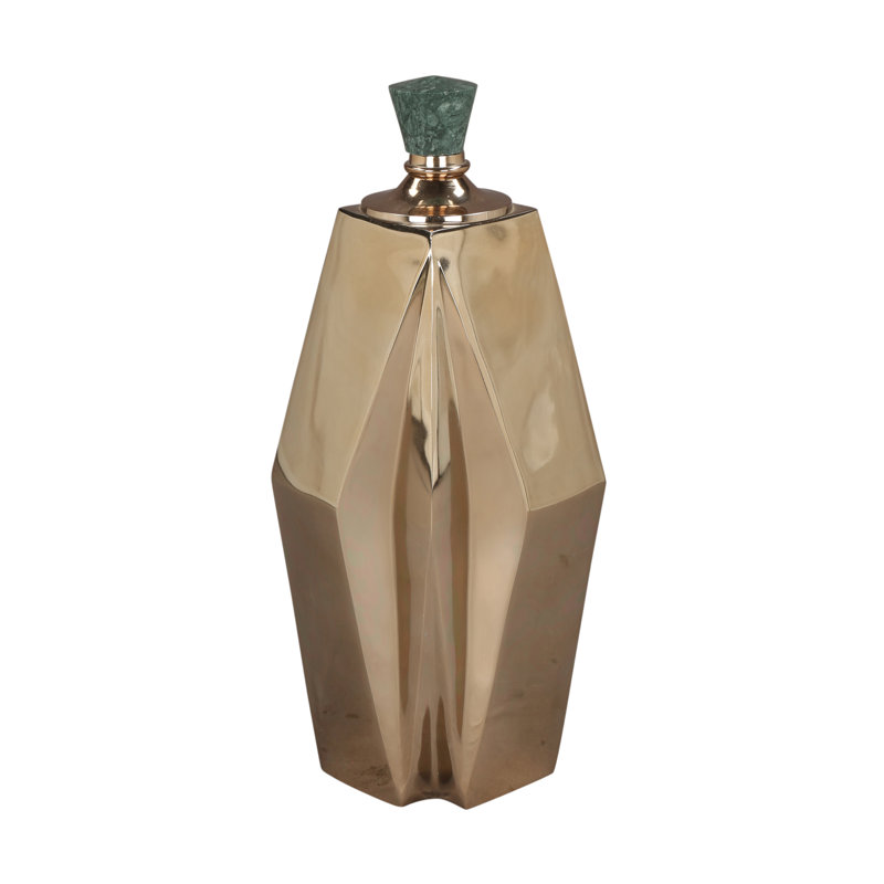 Handmade Metal Decorative Bottle, 13" H x 6" W x 5" D