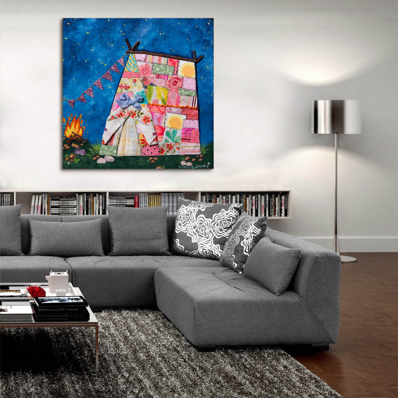 Art mural épique «Nightime by the Fire» par Carrie Sharp, 36 po x 36 po, H 36 po x l 36 po