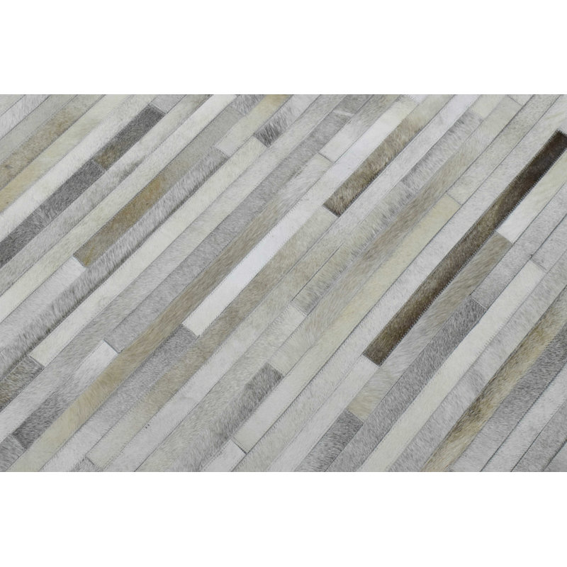 Tapis beige et argent en cuir véritable Modern