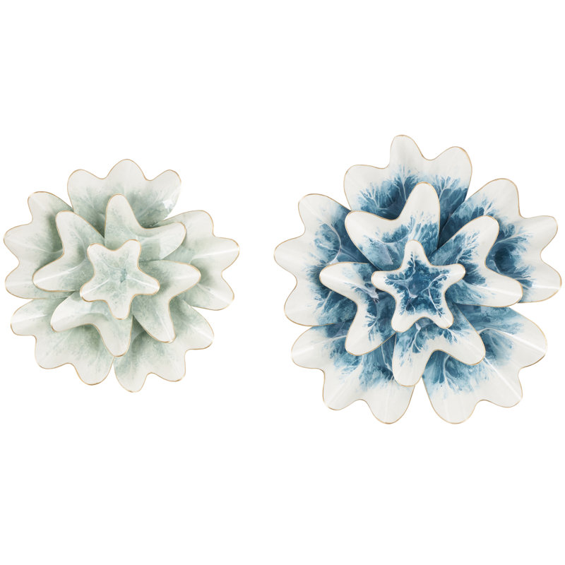 Cole And Grey Metal Floral Home Wall Decor With White And Gold Accents