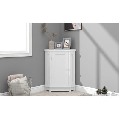 Armoire de rangement d'angle blanche avec tablette réglable et panneau de fibres à densité moyenne blanc