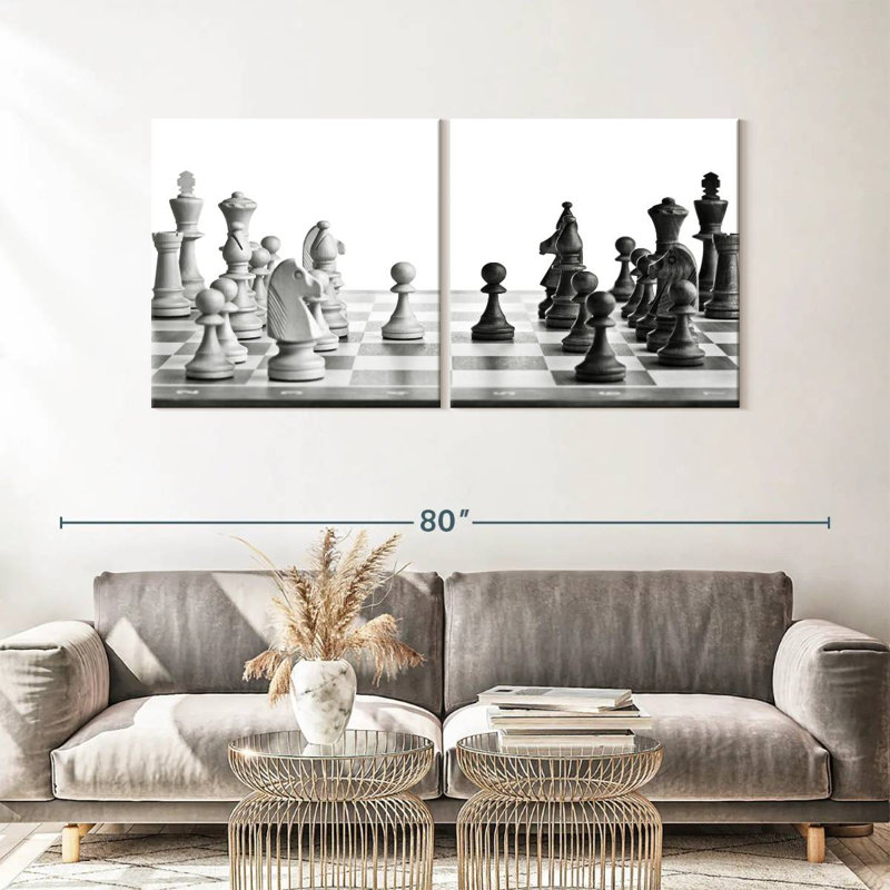 Reproduction d'art sur toile A Game Of Chess, H 30 po x l 61 po x P 1,25 po