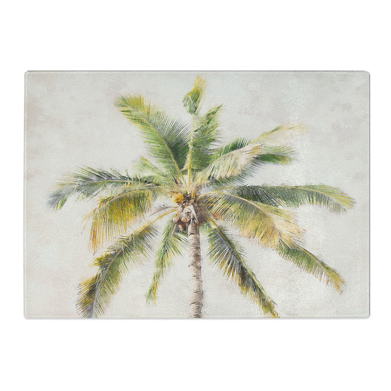 Tempered Glass Cuban Palm Tree Chopping Board, 20 cm x 28.5 cm