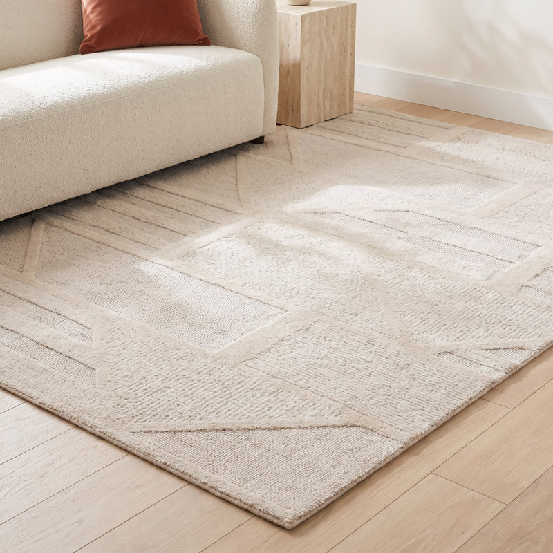 Desmondia 100% Wool Hand Tufted Area Rug, Rectangle 7'9" x 9'9"
