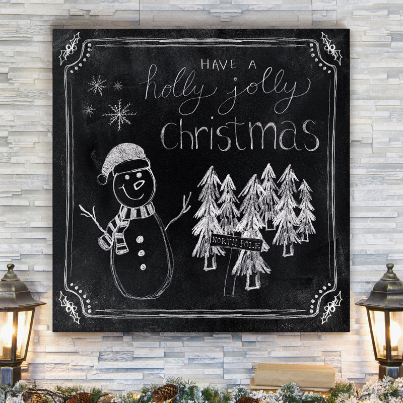 « holly jolly », impression sur toile tendue, H 24 po x l 24 po x P 1 po