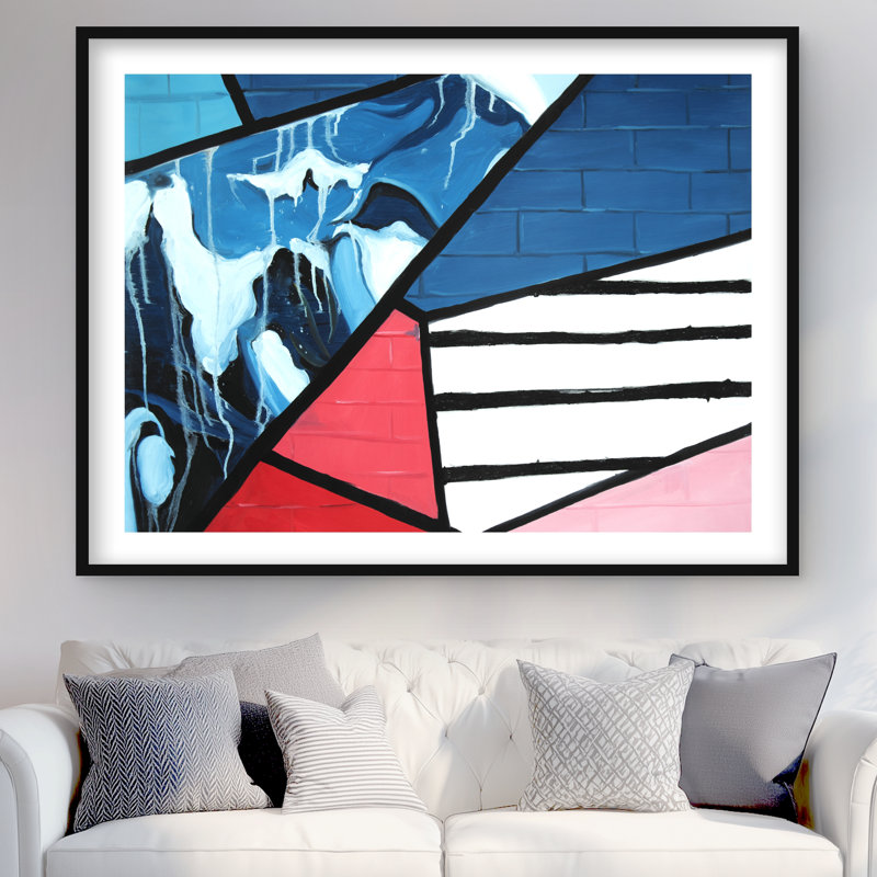 Diagonal Unity - Pattern Pop Art Framed Matted Print Decor