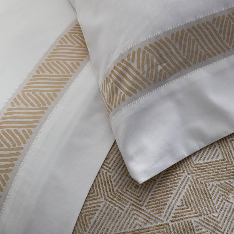 Ensemble de draps 100% coton The Met X Ann Gish, Os / sable, Ensemble de draps pour très grand lit avec 2 taie
