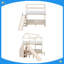 Lit superposé en bois en forme de maison fonctionnel avec glissade et escalier de rangement, cadre de lit simple sur simple / double pour enfants-197480739