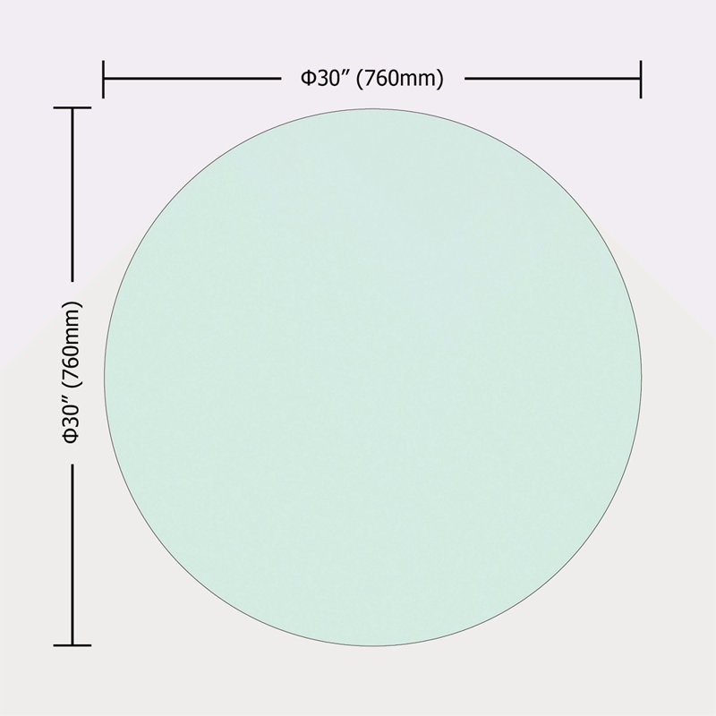 Plateau de table rond en verre trempé de 30 po, verre transparent, bord arrondi de 1/4 po d'épaisseur poli (seulement le plateau)