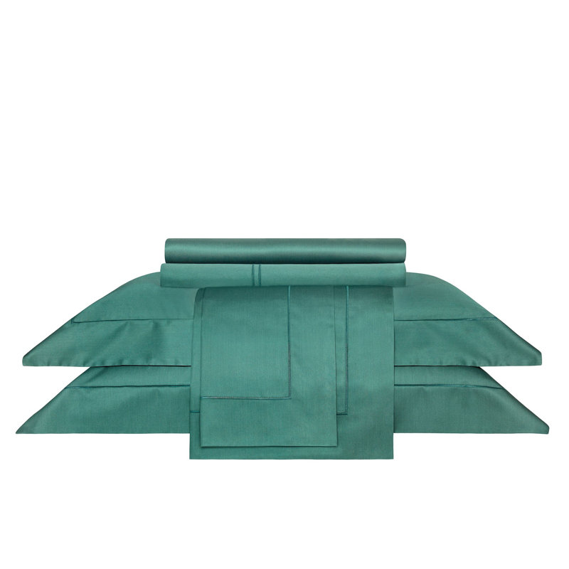 Rhapsody Sateen Fitted Sheet, Emerald, Queen