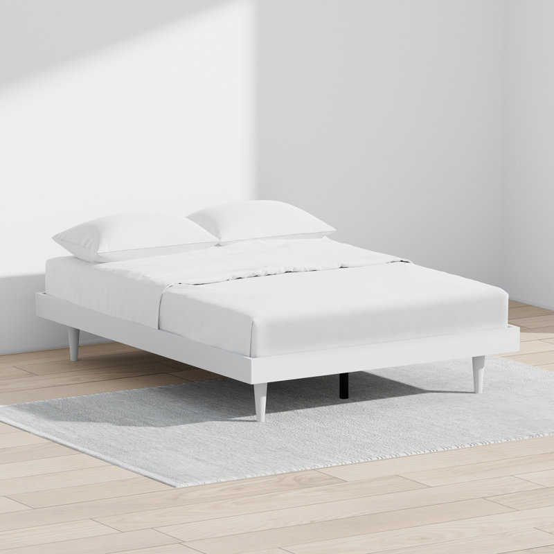 Wojcik Modern Wooden Bed Frame, Full, White