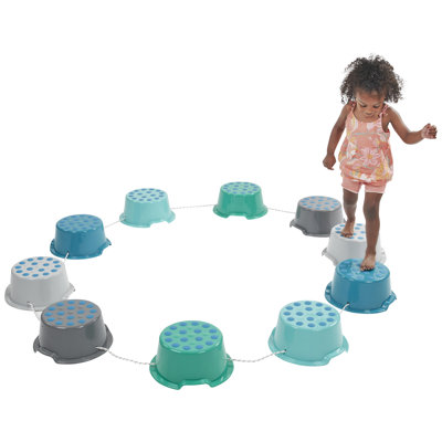 ECR4Kids Stepping Buckets with Storage Carry Bag, Balance Stones, 10-Piece