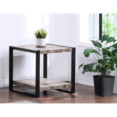 Table de bout rustique avec rangement double pour espace de vie