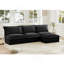 Canapé modulaire rembourré sans accoudoirs à 3 places avec repose-pieds réversible, canapé modulaire sans accoudoirs, tissu chenille, noir