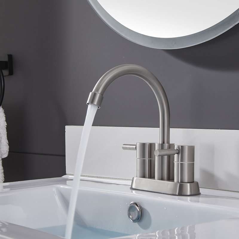 2 Handle Centerset Bathroom Faucet with Drain Assembly