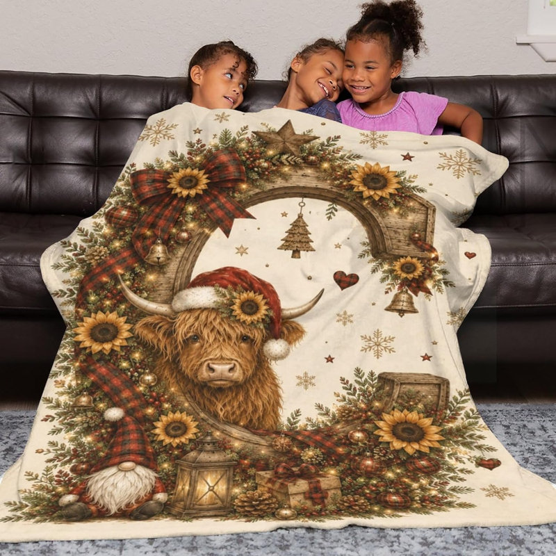 Couverture de Noël Highland Cow