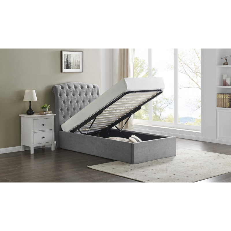 Campbell Upholstered Ottoman Storage Bed, Grey, Single (3')