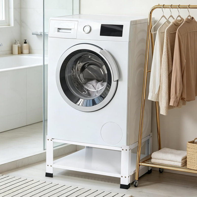 Washer Dryer Pedestal Set of 1 with Storage Shelf, Heavy Duty Laundry Pedestals, Raised Stand with 800 lb Capacity for Washer and Dryer