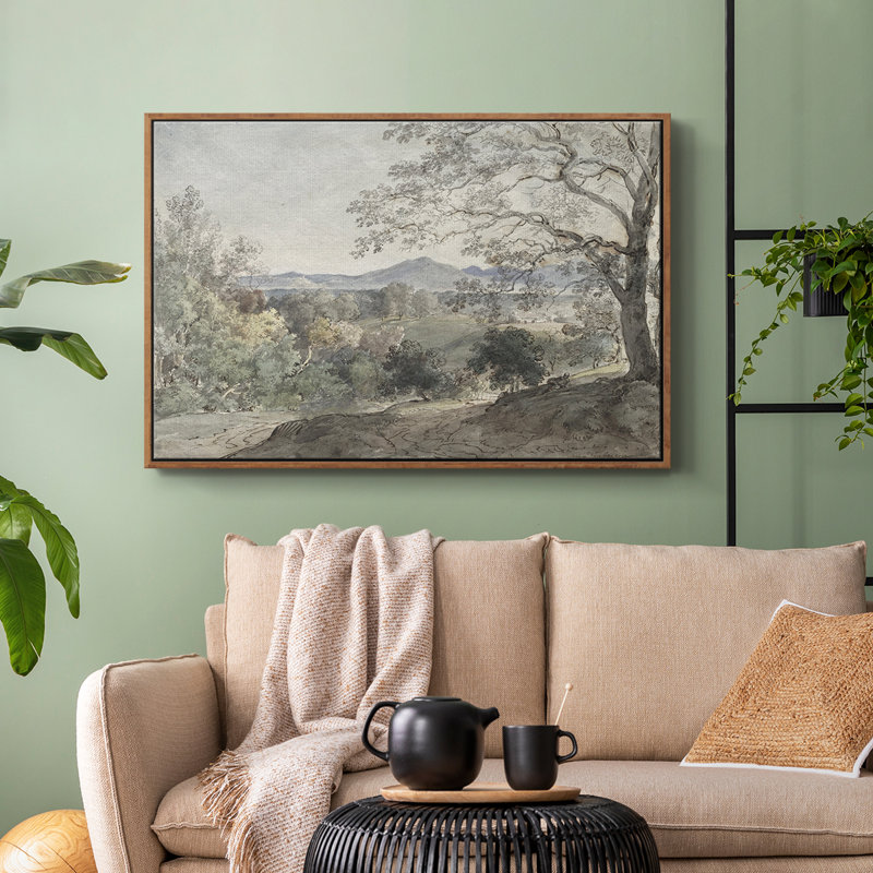 " Vintage Landscape -CDXXV ", 25" H x 37" W, Walnut Floater Framed Canvas