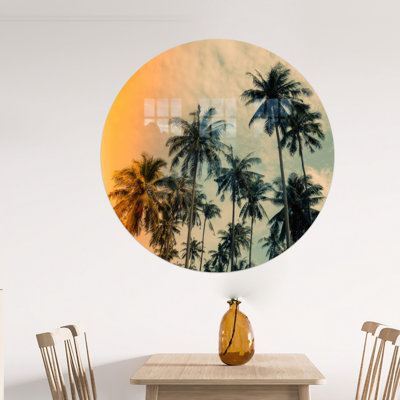 Handmade Glass Wall Art Featuring Palm Trees For Coastal Home Decor and Ideal Bridesmaid Gift