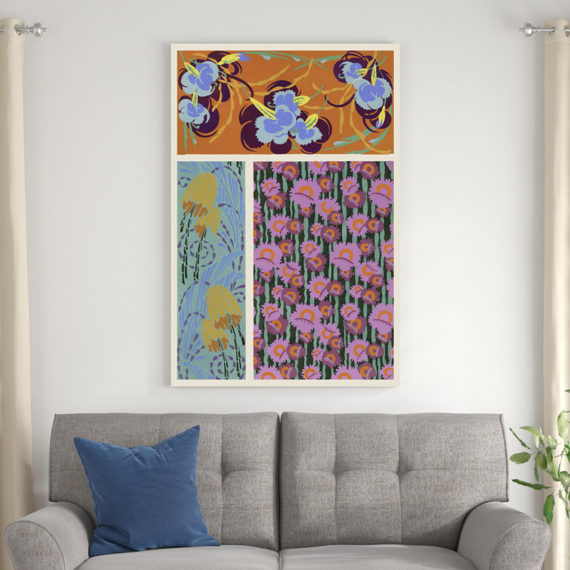 "Art Deco Florals VII" par Baxter Mill, impression sur toile tendue, H 48 po x l 32 po