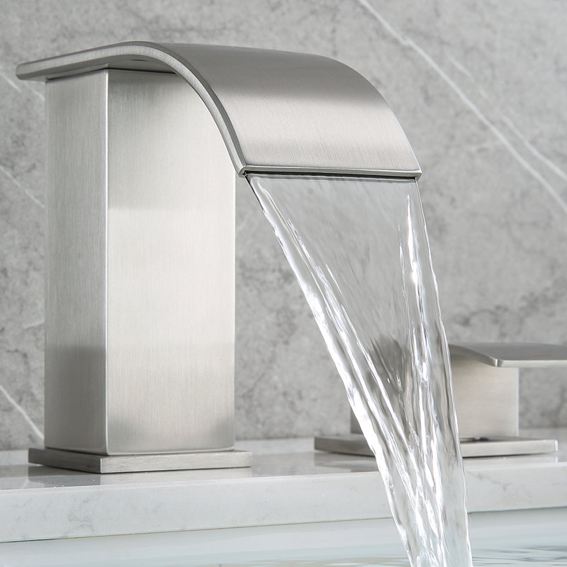 Robinet de salle de bain à 2 poignées avec drain, Nickel brossé