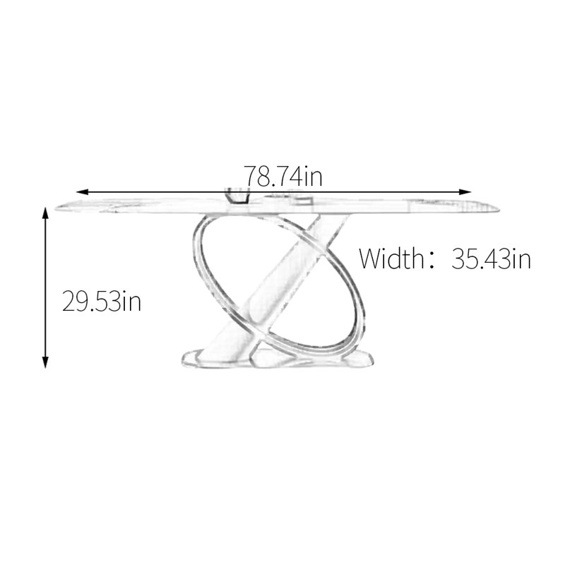 Table de salle à manger en acier inoxydable, H 29,53 po x L 78,74 po x l 35,43 po